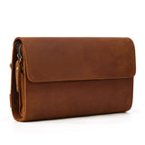 Cyflymder Top Grade Genuine Leather Day Clutches For Men Vintage Style Hand Purse Double Interlayer Crazy Horse Leather Mens Clutch