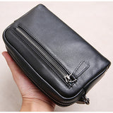 Cyflymder Mens leather handbag, mens long wallet, trend head leather soft leather large-capacity mobile phone bag