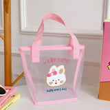 Cyflymder Women Korean Bear Rabbit Mesh Handbag Totes Girls Summer Travel Beach Bag Women Shopping Bags Gauze Hand Bags Fashion Tote Bag