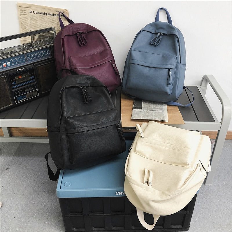 Cyflymder Fashion Women Backpack High Quality Female Soft PU Leather School Bag For Teenage Girls Boys Travel Double Shoulder Bags