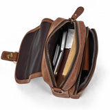 Cyflymder 100% genuine leather messenger bags retro cow leather man bag corssbody handlebags multifunction waist bags mini shoulder bag