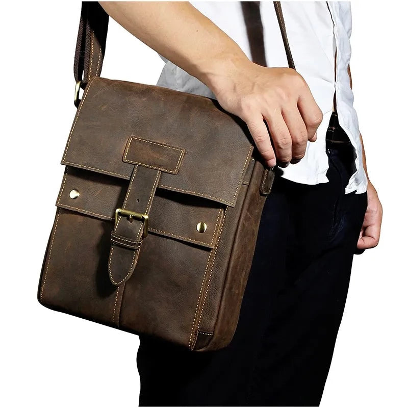 Cyflymder Men Fashion Shoulder crossbody Messenger Bag Real leather Designer Mochila University Book School bag