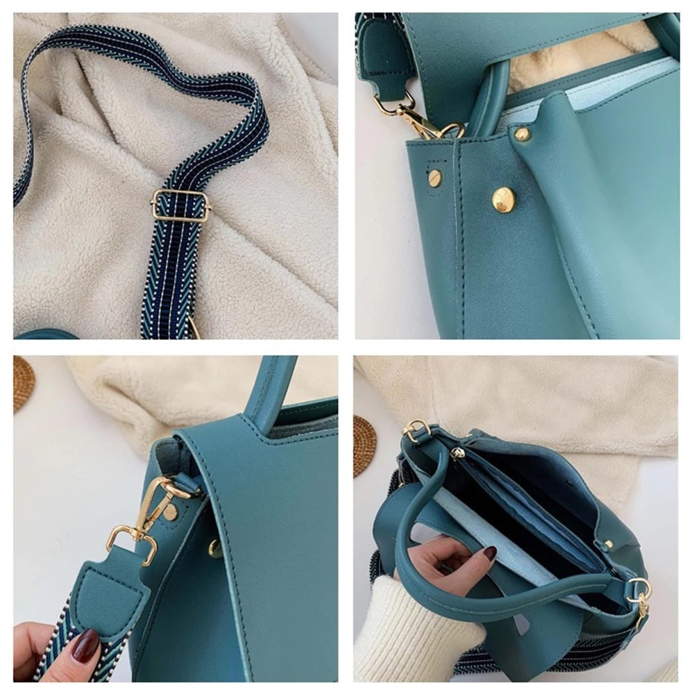 Cyflymder Fashion PU Leather women handbag High capacity winter Solid Color female Shoulder Crossbody Bag Travel Lady totes blue