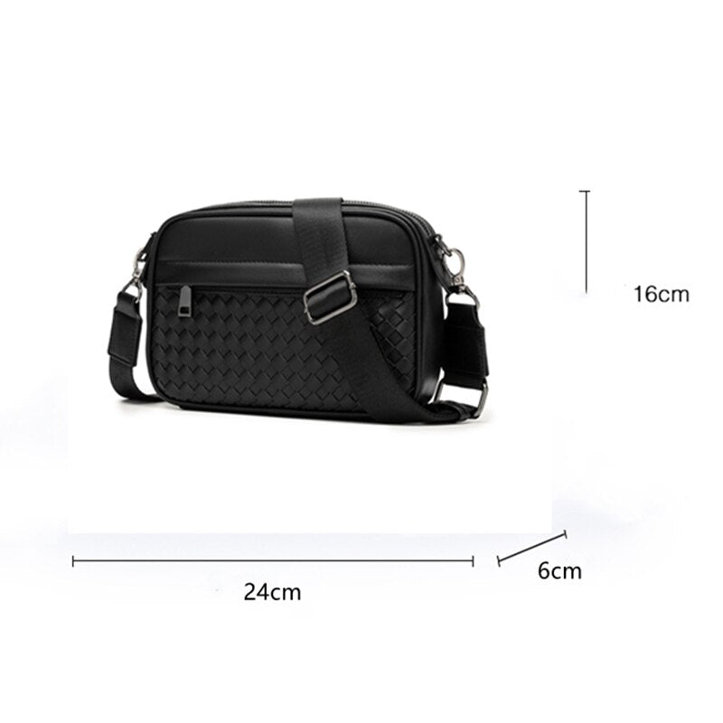 Cyflymder Fashion PU Leather Woven Backpack for Men Luxury Business Laptop Bag Mens Backpack Zipper Travel High Capacity Backbag Male Bags