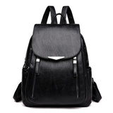 Cyflymder Womens Backpack Female PU Leather Back Pack Large Capacity School Bag For Girl Double Zipper Fashion Shoulder Bag