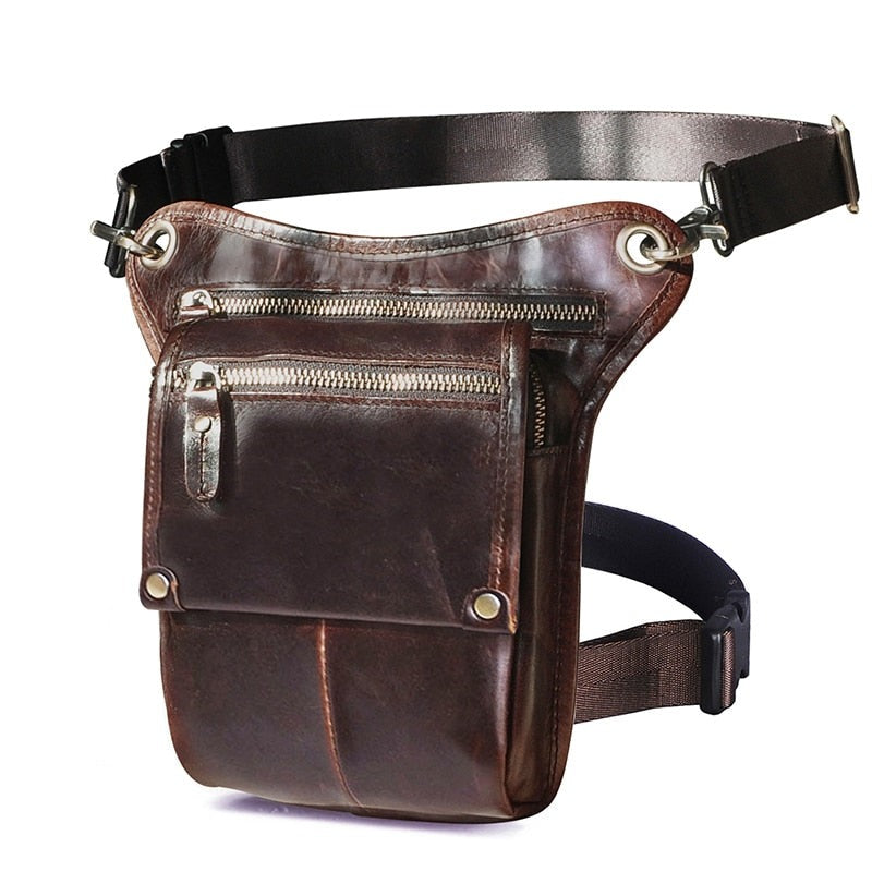 Cyflymder Crazy Horse Leather men Multifunction Design Small Messenger Bag Fashion Travel Belt Waist Pack Drop Leg Bag Pouch Male 211-4-d Gifts for Men
