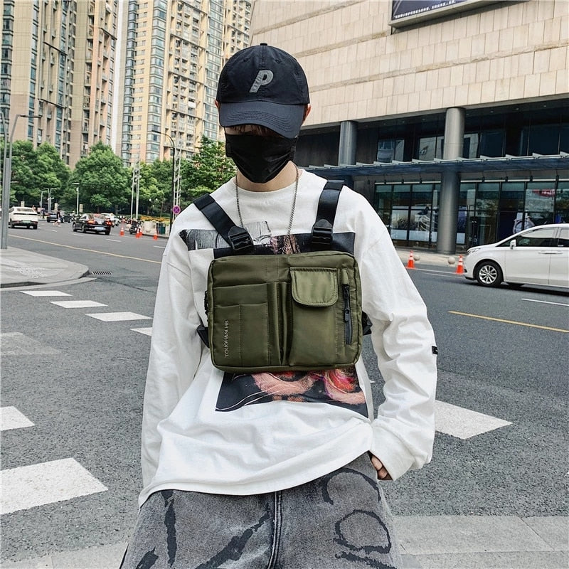 Cyflymder Female Hip-hop Tactical Street Fashion Features Gray Army Green Chest Bag Men's Adjustable Pocket Sports Vest Bags