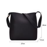 Cyflymder Simple Vintage Pu Leather Composite Bags For Women Casual Large Capacity Messenger Bags Female Solid Luxury Bucket Handbag Totes