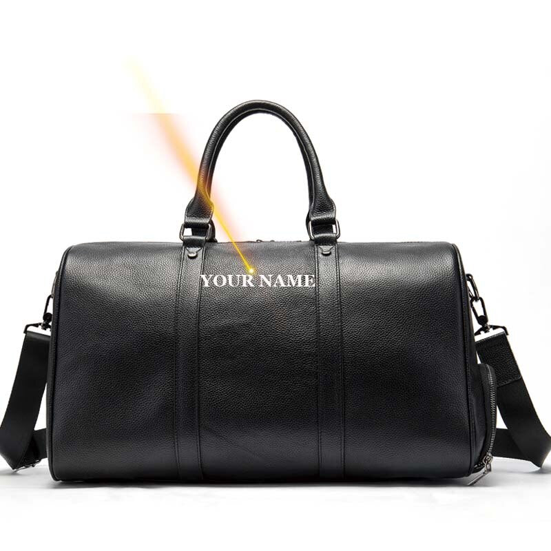 Cyflymder Genuine Leather Men Women Travel Bag Real Leather Carry-on Hand Luggage Bags Travel Shoulder Bag Big Totes Bags Male Gifts for Men
