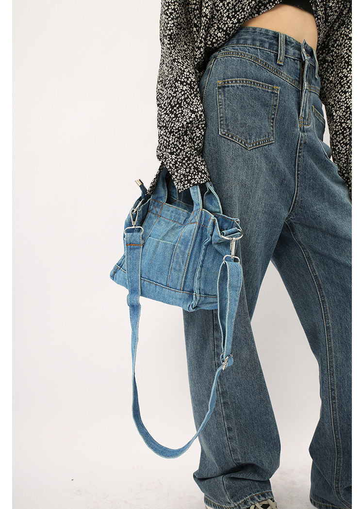 Cyflymder Denim Jeans Sholuld Bag Cool Girl Totes Fashion High Street Style Nice Hardware  Mini Totes In Denim Drop Ship Y2K Women's Bags