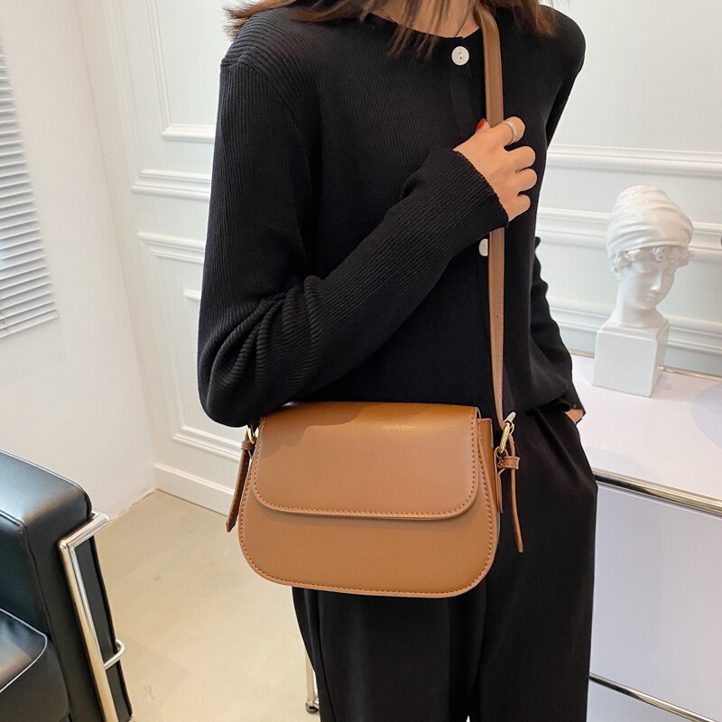 Cyflymder Simple Solid Color PU Leather Armpit Baguette Crossbody Bag for Women Shoulder Handbags and Purses Female Travel Designer
