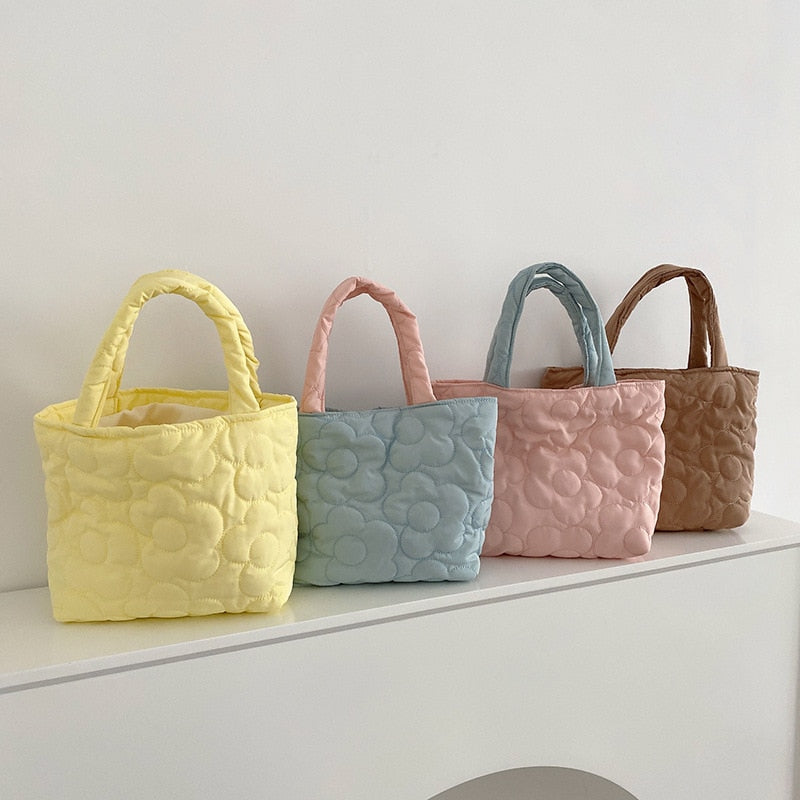 Cyflymder Women's Cotton Handbags Mini Shoulder Bag Purses Flower Canvas Tote Bag  Open Sweet Small Storage Satchel Girl