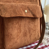 Cyflymder Corduroy Bag for Women Shopper Bag Designer Handbag Autumn and Winter Girls Student Bookbag Female Canvas Shoulder Tote Bag