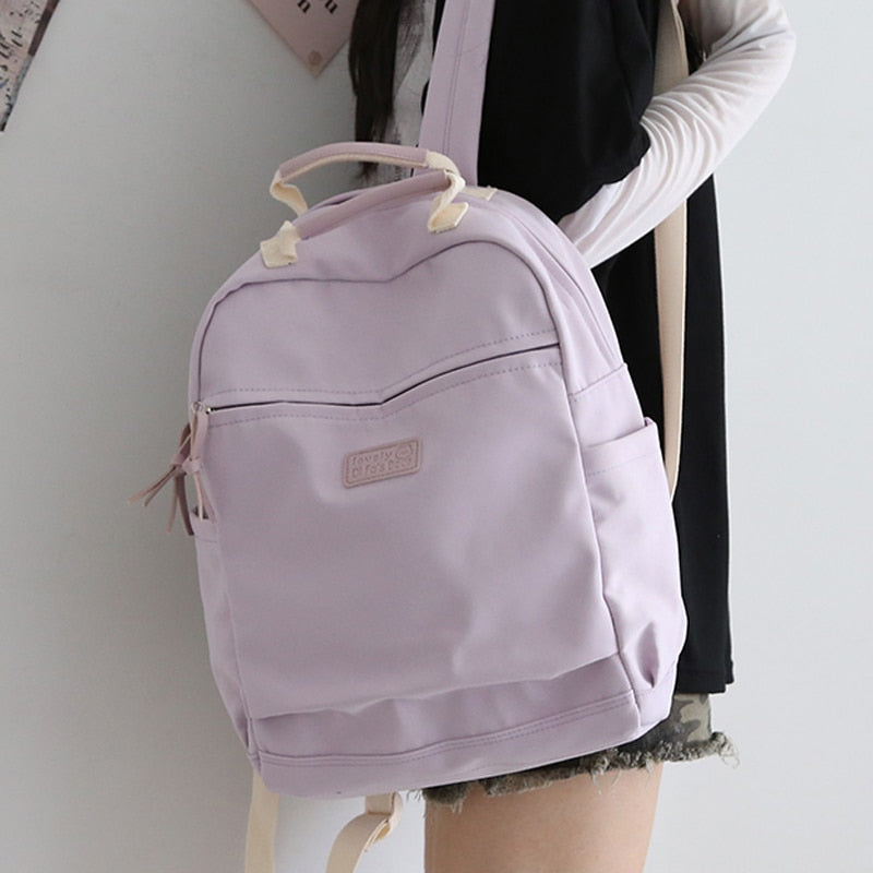 Cyflymder Solid Color Nylon Cool Women Backpack Large Capacity Travel Bag College Style Rucksack School Bag Backpacks for Teenage Girls