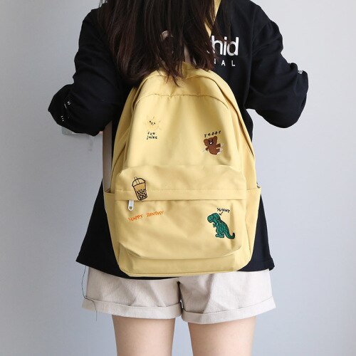Cyflymder Female Cute Embroidery Backpack Women Harajuku School Bag Teenage Book Ladies Backpack Kawaii College Student Girl Bags Fashion