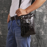 Cyflymder Leather Men Multifunction Designer Casual Mochila Shoulder Messenger Bag Fashion Belt Waist Pack Bag Phone Tablets Case