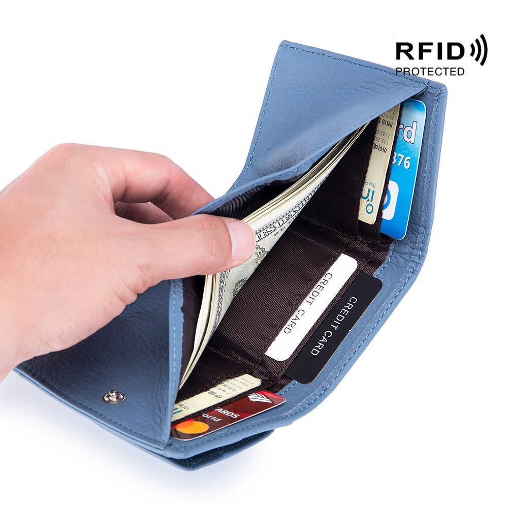 Cyflymder Genuine Leather Women Wallets and Purses Fashion Small Wallet with Mini Coin Pocket Rfid Blocking Purse Designer Portfel Damski