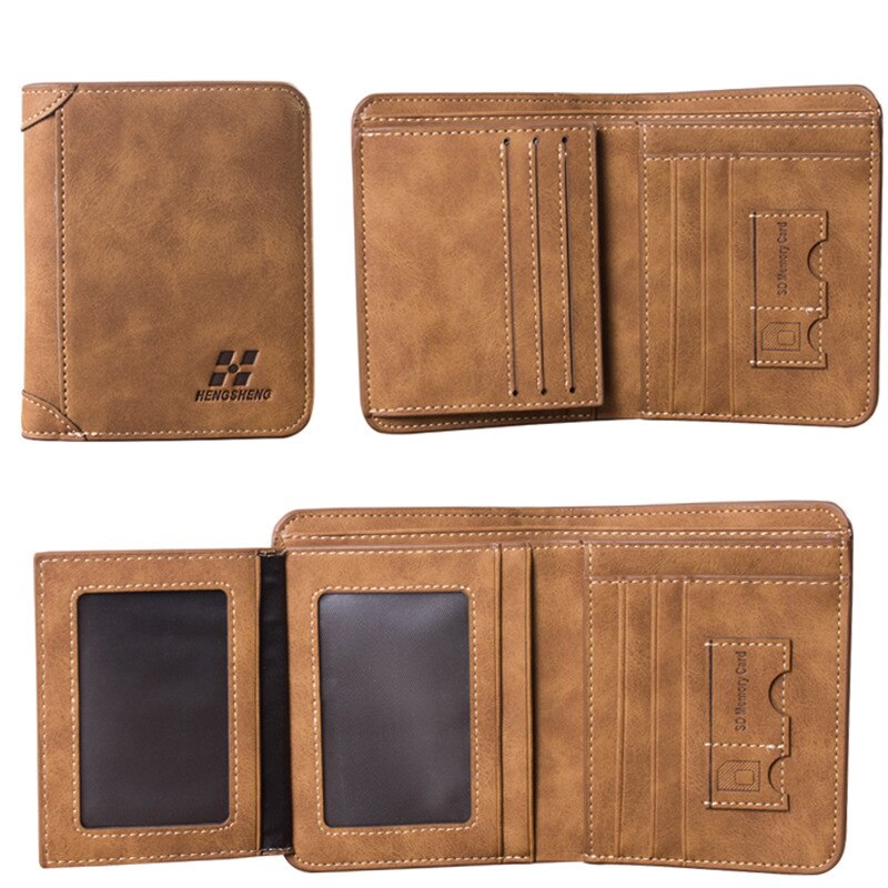 Cyflymder Men's Wallet Leather Billfold Slim Hipster Cowhide Credit Card/ID Holders Inserts Coin Purses Luxury Business Foldable Wallet