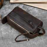 Cyflymder Vintage Leather Storage Bag Clutch Bags Men Wash Bag Toiletry kits Crazy Horse Leather Men Clutches
