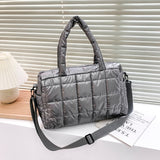 Cyflymder Winter Down Bag Quilted Space Cotton Handbags For Women Large Capacity Tote Bags Female Wide Strap Feather Padded Crossbody