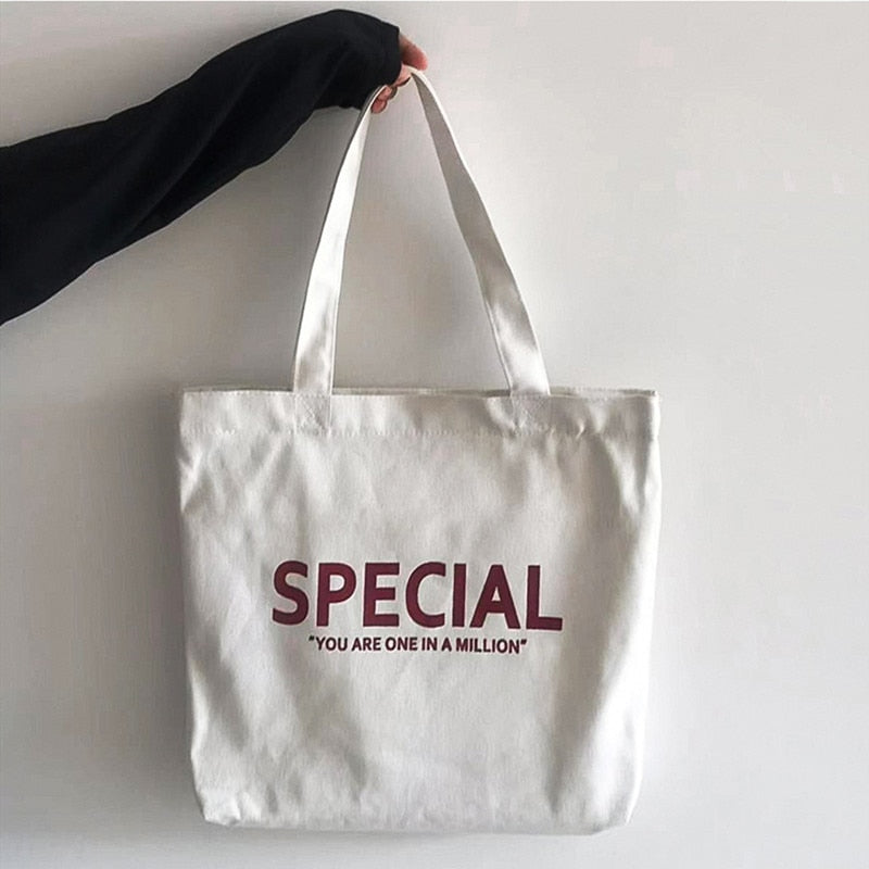 Cyflymder Canvas Zipper Shopping Bag Large Capacity Conventional Tote Bag Fashion Letter Printing Women's Shoulder Bag Simple Bags