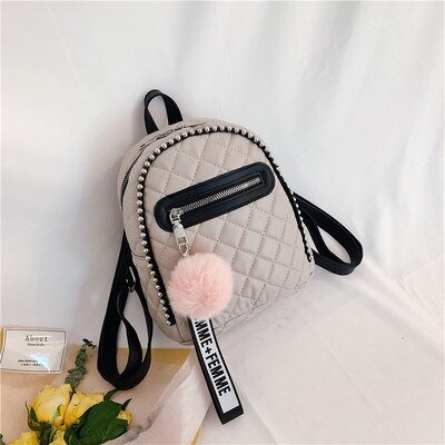 Cyflymder Hairball tassel Women Backpack small Diamond pattern school bag backpacks for girls teenagers Braided chain Students Rucksack Gifts for Women