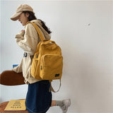 Cyflymder New Vintage Canvas Backpack Women Solid Color Women Classic Shoulder Bag Fashion Schoolbag for Teenage Girl Backpacks Travel Bag