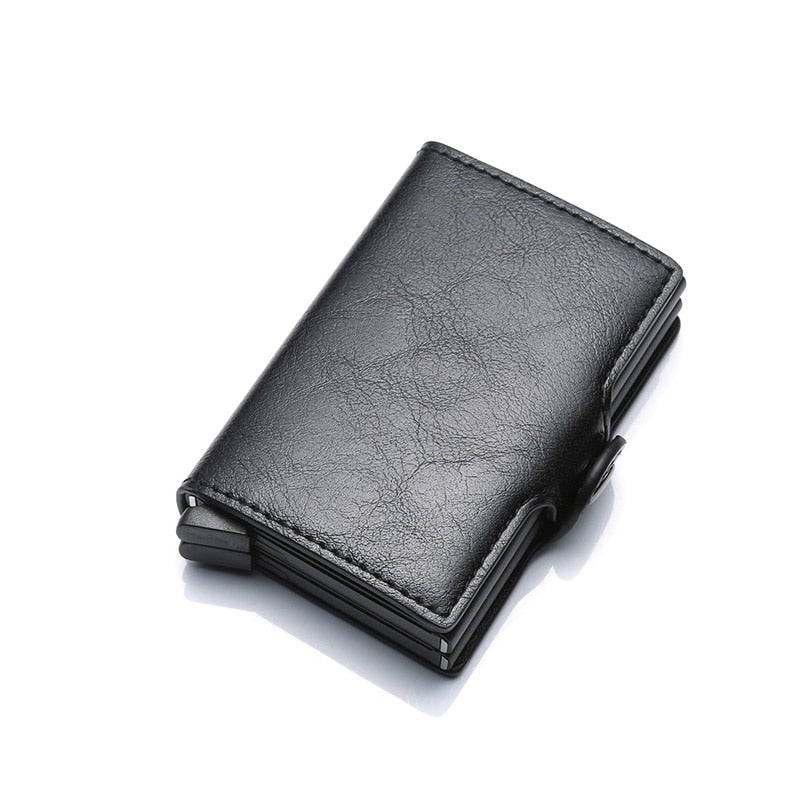 Cyflymder Men Wallets Luxury Brand Carbon Fiber Anti Rfid Credit Card Holder Mens Double Cardholder Case Wallet Metal Business Bank Creditcard Minimalist Wallet