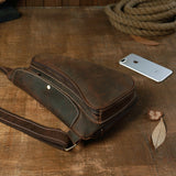 Cyflymder Leather messenger bag, personality leisure cowhide chest bag, men's cowhide shoulder bag, trendy leather men's bag