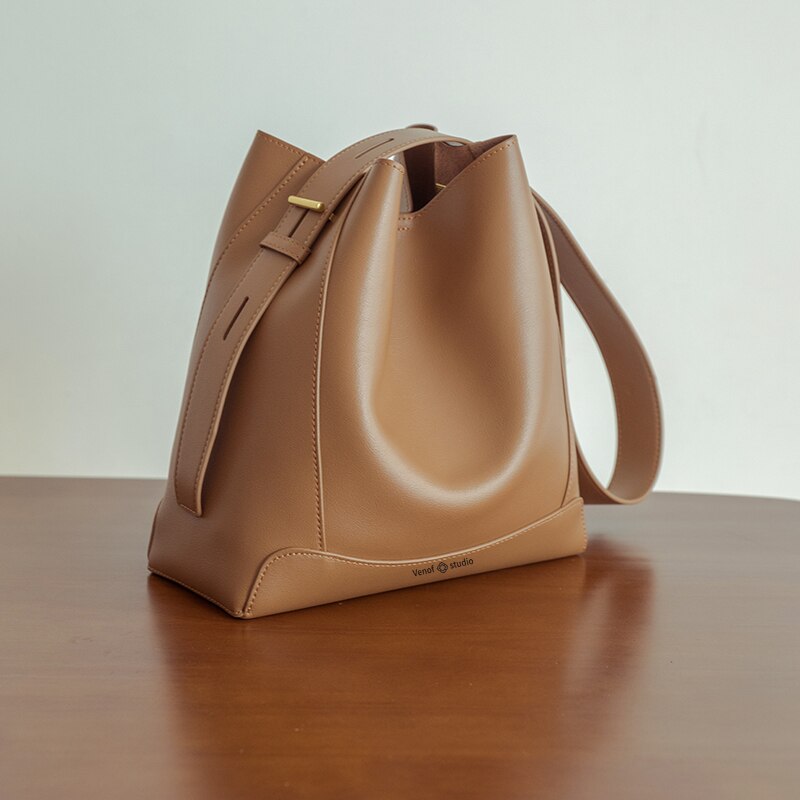Cyflymder Shoulder Bag For Women Fashion Large Leather Bucket Shopping Dating Bags High Quality Luxury Designer HandBag Women's