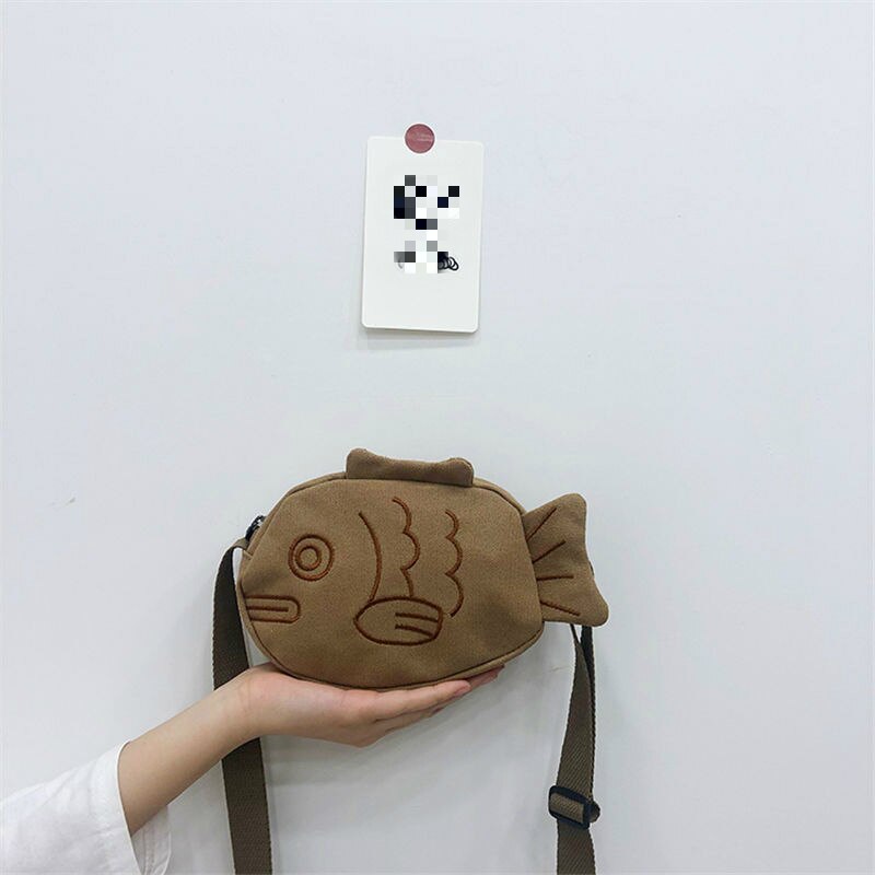 Cyflymder Cartoon Fish Canvas Ladies Messenger Bag Casual Female Small Shoulder Bags Portable Girl Student Crossbody Bags Phone Purse