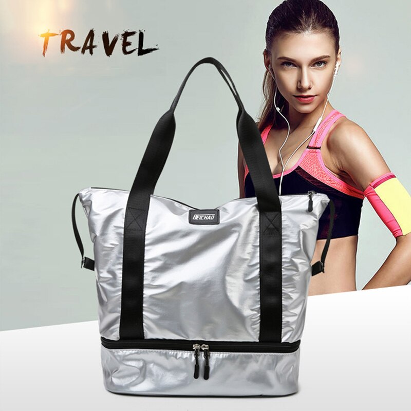 Cyflymder Fashion Waterproof Travel Duffle Bags for Women Large Capacity Lady Luggage Storage Bag Multifunction Wet Dry Gym Separation Bag