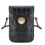 Cyflymder Silver Mobile Phone Mini Bags Small Clutches Shoulder Bag Crocodile Leather Women Handbag Black Clutch Purse Handbag Flap Black