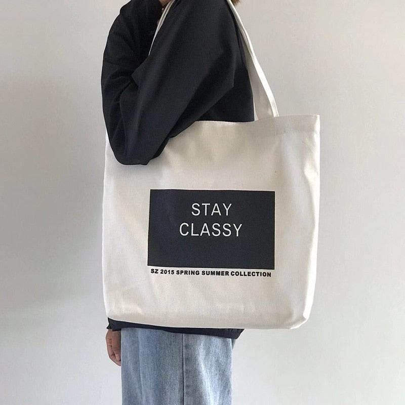 Cyflymder Canvas Zipper Shopping Bag Large Capacity Conventional Tote Bag Fashion Letter Printing Women's Shoulder Bag Simple Bags