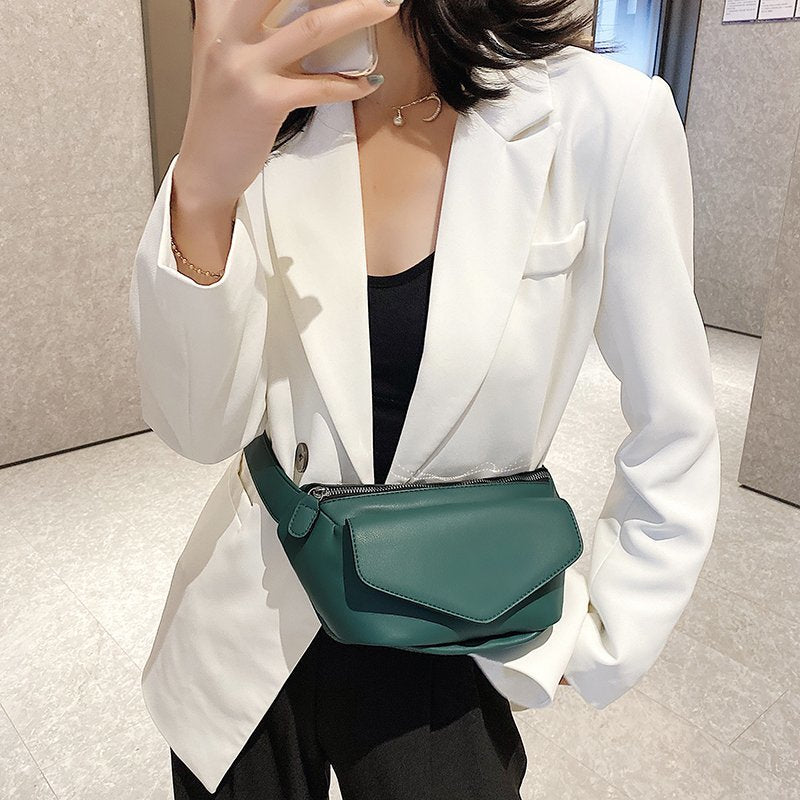 Cyflymder Casual Waist Bags For Women Leather Shoulder Bag Travel Small Chest Bag Women Fanny Pack Belt Purses Female Bolsos Solid Color Gifts for Women