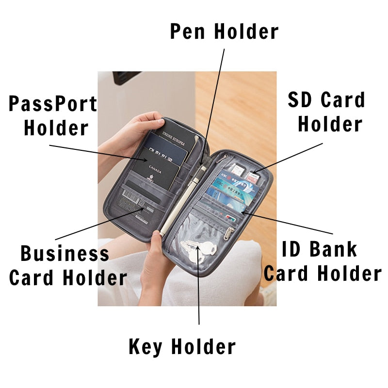 Cyflymder Waterproof Passport Holder Travel Wallet Big Credit Card Wallets Organizer Travel Accessories Document Bag Cardholder