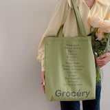 Cyflymder Women Shopping Bag Grocery List Design Ladies Cute Colors Shoulder Bag Eco Canvas Handbag Reusable Cotton Cloth Fabric Tote