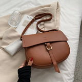 Cyflymder Small PU Leather Saddle Crossbody Bags for Women Winter Simple Solid Color Luxury Shoulder Underarm Handbags and Purses
