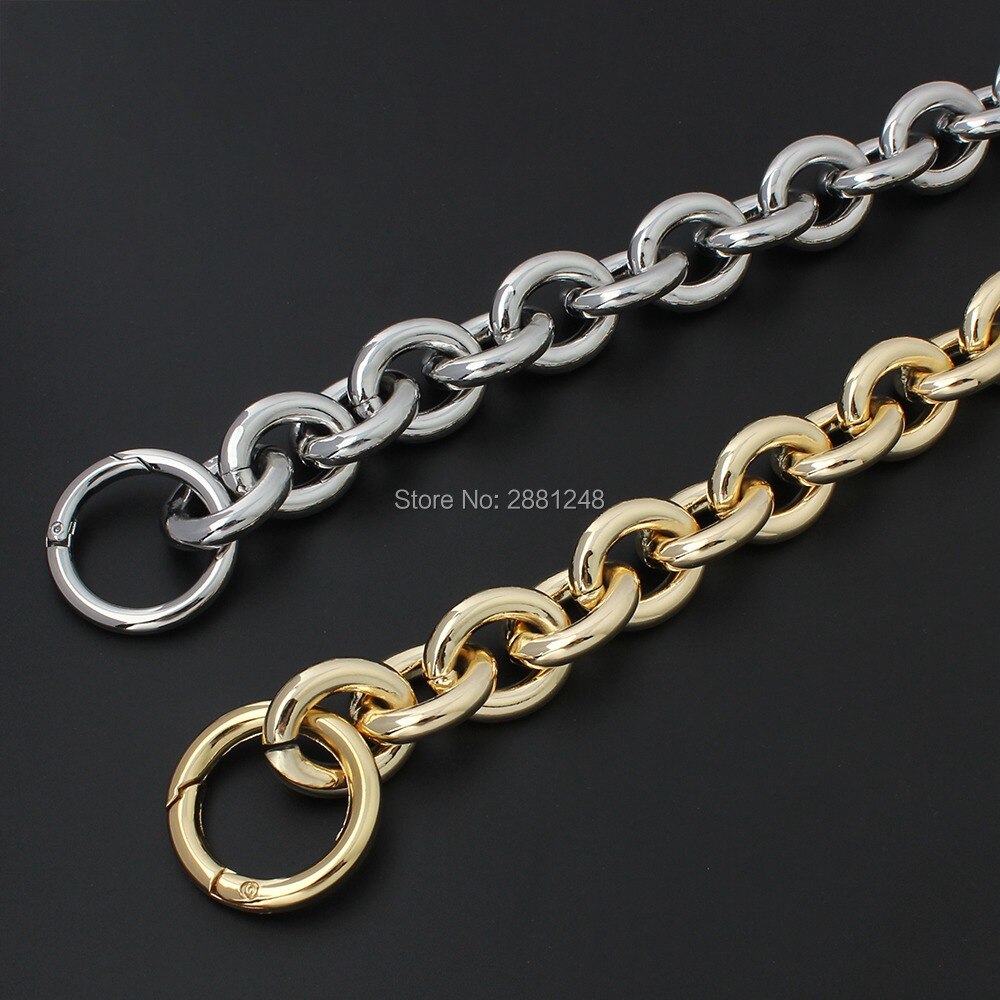 Cyflymder 24mm thick round aluminum chain +spring ring Light weight bags strap bag parts handles easy matching Accessory Handbag Straps