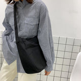 Cyflymder Women Solid Color Canvas Bag Women's Black White Messenger Bag Magnetic Buckle Student One Shoulder Bag High Capacity School Bag