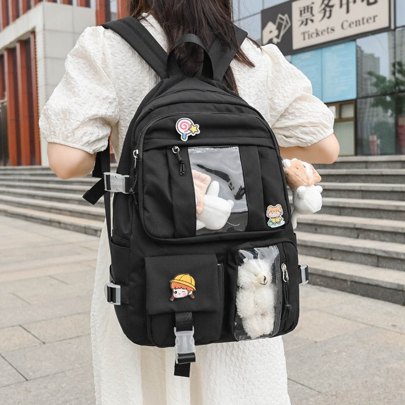 Cyflymder New Fashion Cute Women Backpack White Waterproof Nylon Female Schoolbag College Lady Laptop Backpacks Kawaii Book Bags for Girl