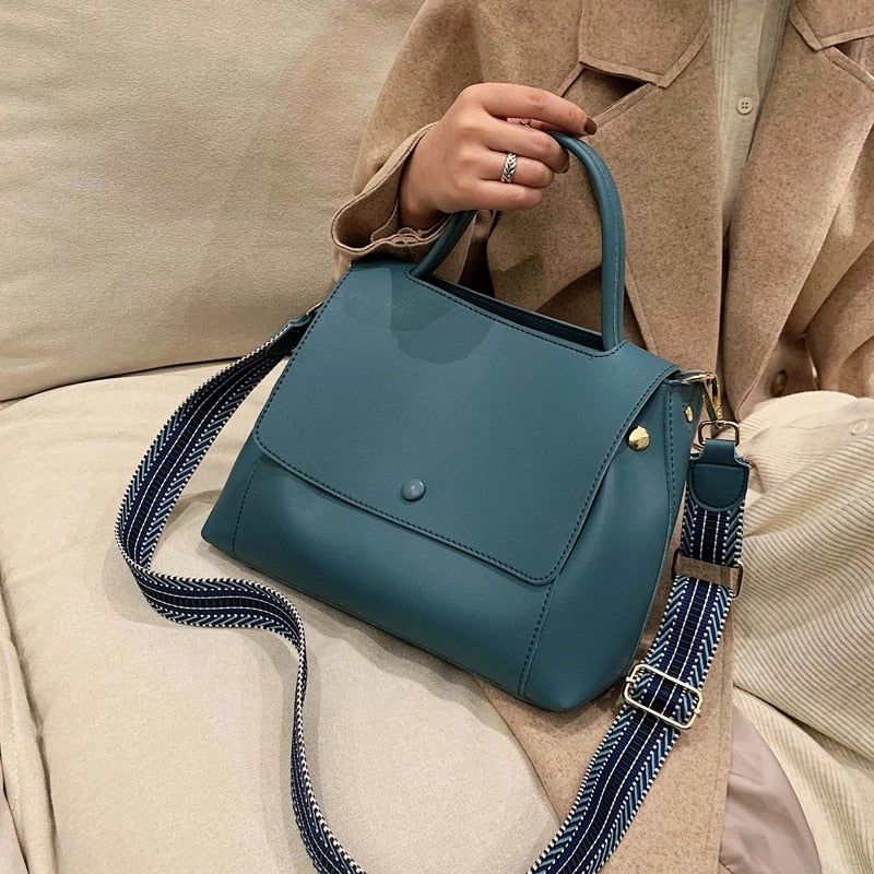 Cyflymder Fashion PU Leather women handbag High capacity winter Solid Color female Shoulder Crossbody Bag Travel Lady totes blue
