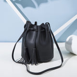 Cyflymder Fashion Women Bucket Bag Vintage Tassel Messenger Bag High Quality Retro Shoulder Bag Simple Crossbody Bag Tote