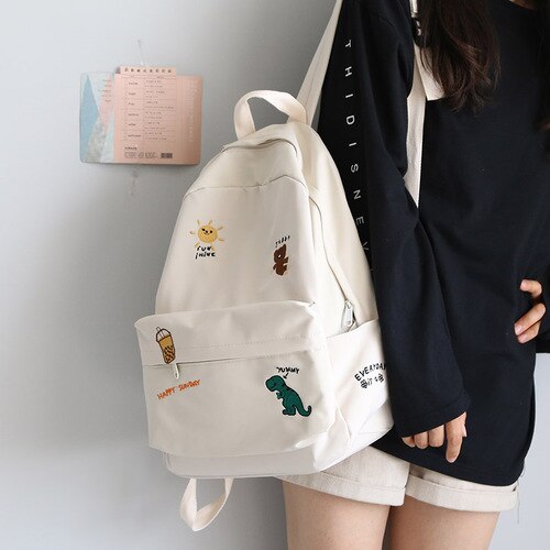 Cyflymder Female Cute Embroidery Backpack Women Harajuku School Bag Teenage Book Ladies Backpack Kawaii College Student Girl Bags Fashion