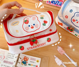 Cyflymder New Kawaii Pencil Bag Pen Cases 2 Layer High Capacity Pencils Pouch Free 1PC DIY Sticker School Stationery Girl Gift