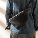 Cyflymder Leather trend men's one-shoulder bag, head leather slant bag, simple hundred with chest bag, soft leather small bag