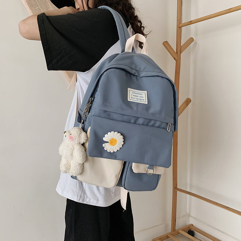 Cyflymder College Student Ladies Cute Backpack Women Flower Female Harajuku School Bags Book Kawaii Backpack Nylon Girl Trendy Bag Fashion