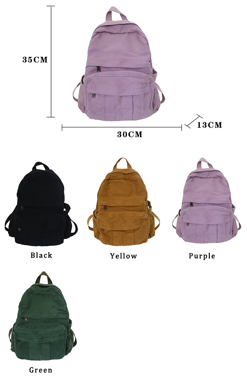 Cyflymder Vintage Casual Backpack Women Travel Bag Fashion High Capacity Solid Color Women's Backpack Student Zipper School Bag