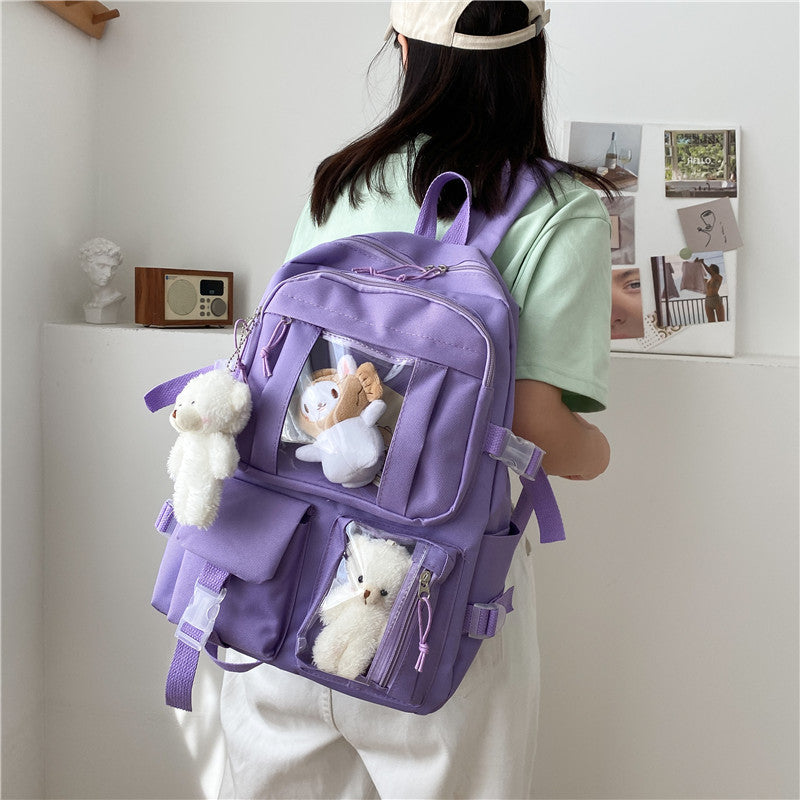 Cyflymder Large-capacity Cute Women Multi-Pocket Nylon Backpack Ins Junior High School Student School Bag Female Girl Backpack Laptop Book