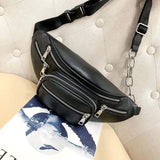 Cyflymder Fashion Women's Belt Bag High Capacity PU Leather Chain Sum Per Band Fanny Pack Bananka Portable Satchel Belly Band Waist Bag